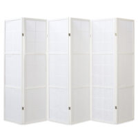 6-teiliger Paravent Raumteiler aus Holz Weiss
