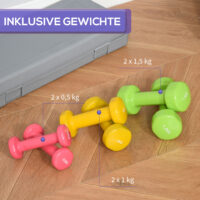 6er Kurzhantel Set mit Koffer 0.5kg - 1kg - 1.50kg