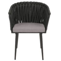 6er-Set Esszimmerstühle Aluminium Seilgeflecht Armlehne anthrazit