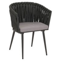 6er-Set Esszimmerstühle Aluminium Seilgeflecht Armlehne anthrazit