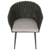 6er-Set Esszimmerstühle Aluminium mit Armlehne & Kissen creme