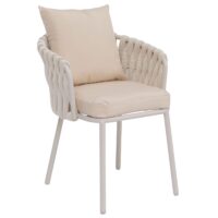 6er-Set Esszimmerstühle Aluminium mit Armlehne Rope creme