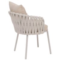 6er-Set Esszimmerstühle Aluminium mit Armlehne Rope creme