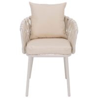 6er-Set Esszimmerstühle Aluminium mit Armlehne Rope creme