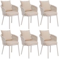 6er-Set Esszimmerstühle Aluminium mit Armlehne Rope creme
