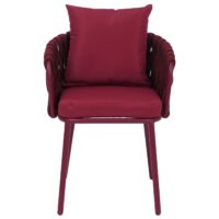 6er-Set Esszimmerstühle Aluminium Stoff Seilgeflecht bordeaux