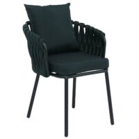 6er-Set Esszimmerstühle Aluminium Stoff Seilgeflecht grün