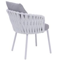 6er-Set Esszimmerstühle Aluminium mit Armlehne Stoff hellgrau