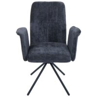 6er-Set Esszimmerstühle drehbar mit Armlehne Stoff dunkelgrau