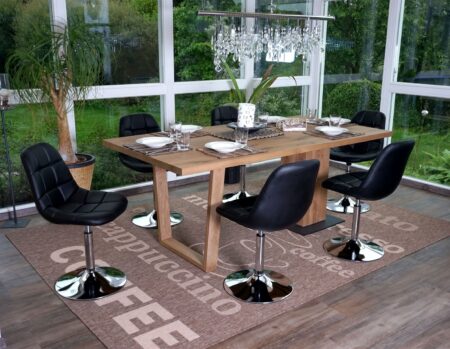 6er-Set Esszimmerstühle drehbar Kunstleder Chrom schwarz