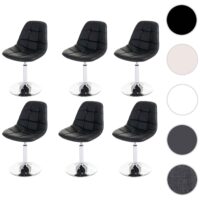 6er-Set Esszimmerstühle drehbar Kunstleder Chrom schwarz