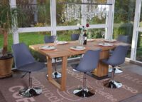 6er-Set Esszimmerstühle drehbar höhenverstellbar Kunstleder grau