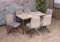 6er-Set drehbare Esszimmerstühle Metall & Stoff grau