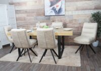 6er-Set drehbare Esszimmerstühle aus Stoff Küchenstuhl creme