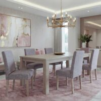 6er-Set Esszimmerstühle Textil mit Eichenholz-Beinen grau