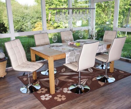 6er-Set Esszimmerstühle höhenverstellbar drehbar Kunstleder creme