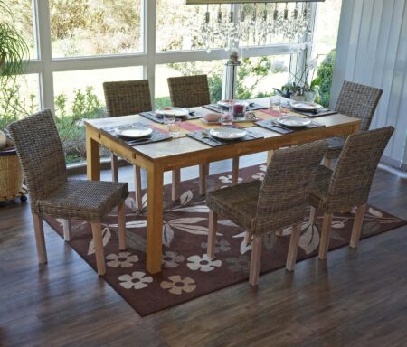 6er-Set Esszimmerstühle aus Kubu-Rattan für Küche & Esszimmer