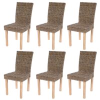 6er-Set Esszimmerstühle aus Kubu-Rattan für Küche & Esszimmer