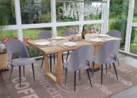 6er-Set Esszimmerstühle Küchenstühle Stoffbezug dunkelgrau