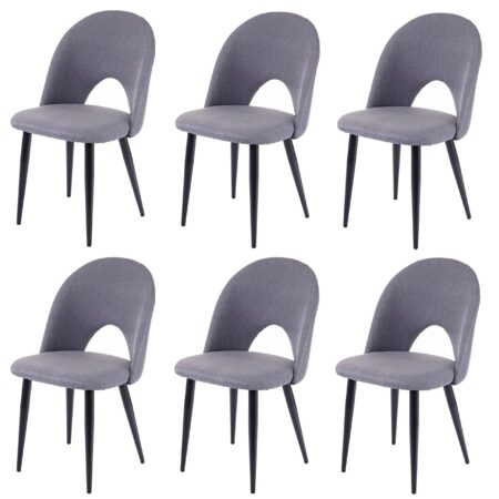 6er-Set Esszimmerstühle Küchenstühle Stoffbezug dunkelgrau