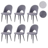 6er-Set Esszimmerstühle Küchenstühle Stoffbezug dunkelgrau