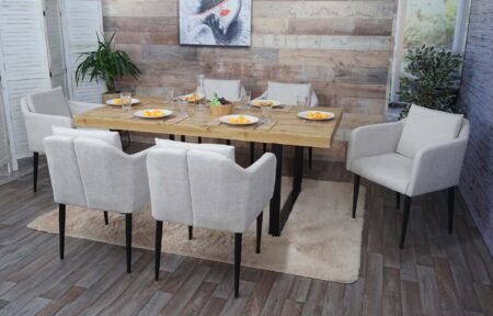 6er-Set Esszimmerstuhl Küchenstuhl Stoff creme-beige