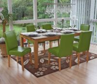 6er-Set Esszimmerstühle Kunstleder mit hellen Beinen grün