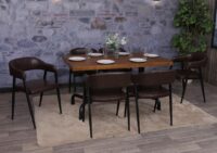 6er-Set Esszimmerstühle Kunstleder Industrial Retro dunkelbraun