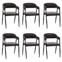 6er-Set Esszimmerstühle Kunstleder Industrial Retro dunkelbraun