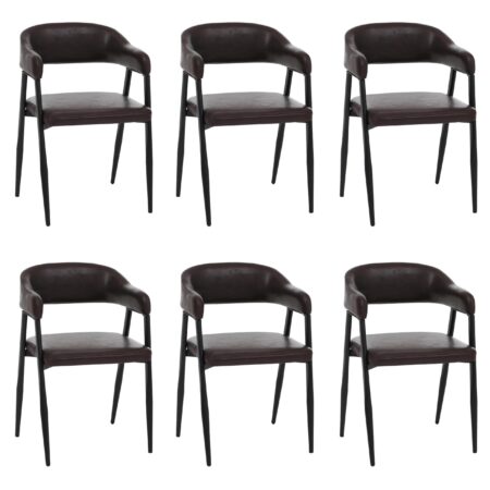 6er-Set Esszimmerstühle Kunstleder Industrial Retro dunkelbraun