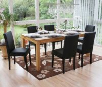 6er-Set Esszimmerstühle Kunstleder matt mit dunklen Beinen schwarz