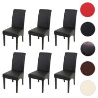 6er-Set Esszimmerstühle Kunstleder matt mit dunklen Füssen schwarz