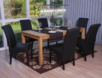 6er-Set Esszimmerstühle Kunstleder matt mit dunklen Füssen schwarz