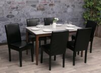 6er-Set Esszimmerstühle Kunstleder mit dunklen Beinen schwarz