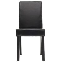 6er-Set Esszimmerstühle Kunstleder mit dunklen Beinen schwarz