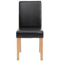 6er-Set Esszimmerstühle Kunstleder mit hellen Beinen schwarz
