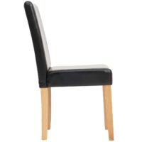 6er-Set Esszimmerstühle Kunstleder mit hellen Beinen schwarz