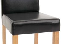 6er-Set Esszimmerstühle Kunstleder mit hellen Beinen schwarz