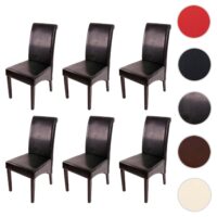 6er-Set Esszimmerstühle Leder mit dunklen Beinen schwarz
