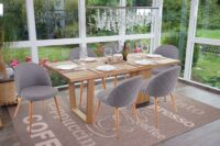 6er-Set Esszimmerstühle Retro 50er Jahre Stoff dunkelgrau