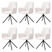 6er-Set Esszimmerstühle Samt drehbar mit Armlehne creme-beige