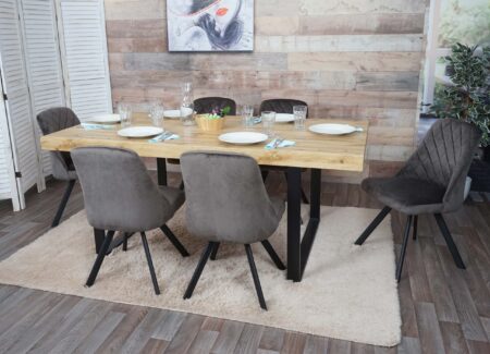 6er-Set Esszimmerstühle Samt mit Metallgestell dunkelbraun