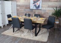 6er-Set Esszimmerstühle Stoff Edelstahl gebürstet dunkelgrau