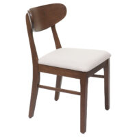 6er-Set Esszimmerstühle Stoff Massivholz dunkles Gestell creme