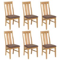 6er-Set Esszimmerstühle Stoff Massivholz hell taupe