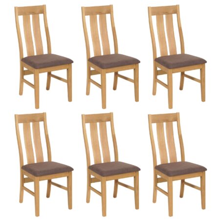 6er-Set Esszimmerstühle Stoff Massivholz hell taupe