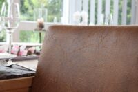 6er-Set Esszimmerstühle Wildlederoptik mit hellen Beinen