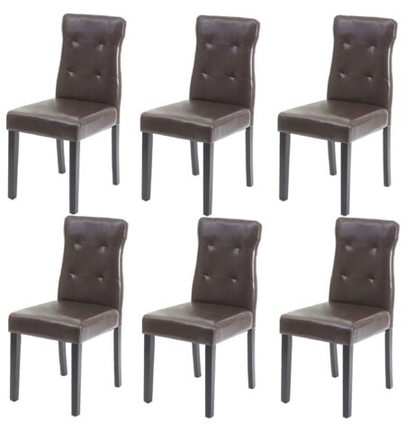 6x Esszimmerstuhl Kunstleder braun dunkle Beine