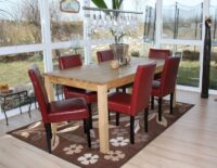 6x Esszimmerstuhl Littau Leder ~ rot dunkle Beine