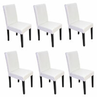 6x Esszimmerstuhl Littau Leder ~ weiss dunkle Beine